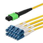 Picture of 10m MPO/APC to 6xLC/UPC Duplex Yellow OS2 OFNP (Plenum-Rated) 12-Strand SMF Fiber Patch Cable