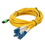 Picture of 10m MPO/APC to 6xLC/UPC Duplex Yellow OS2 OFNR (Riser-Rated) 12-Strand SMF Fiber Fanout Cable