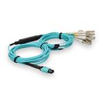 Picture of 3m MPO/UPC to 6xLC/UPC Duplex Aqua OM4 Armored OFNP (Plenum-Rated) 12-Strand Fiber Fanout Cable