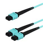 Picture of 10m MPO/UPC to 2xMPO/UPC Aqua OM4 OFNR (Riser-Rated) 24-Strand Fiber Fanout Cable