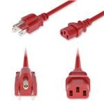 Picture of 2ft NEMA 5-15P Male to C13 Female Standard Commercial 18 AWG 125V at 10A PVC SJT (Service Junior Thermoplastic) Red Power Cable