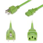 Picture of 6ft NEMA 5-15P Male to C13 Female Standard Commercial 18 AWG 125V at 10A PVC SJT (Service Junior Thermoplastic) Green Power Cable