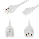 Picture of 6ft NEMA 5-15P Male to C13 Female Standard Commercial 18 AWG 125V at 10A PVC SJT (Service Junior Thermoplastic) White Power Cable