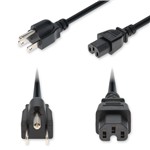 Picture of 1ft NEMA 5-15P Male to C15 Female Standard Commercial 14 AWG 125V at 15A PVC SJT (Service Junior Thermoplastic) Black Power Cable