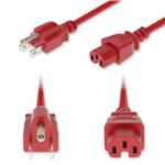 Picture of 3ft NEMA 5-15P Male to C15 Female Standard Commercial 14 AWG 125V at 15A PVC SJT (Service Junior Thermoplastic) Red Power Cable