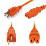 Picture of 10ft NEMA 5-15P Male to C15 Female High-Temperature 14 AWG 125V at 15A PVC SJT (Service Junior Thermoplastic) Orange Power Cable