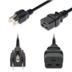 Picture of 6ft NEMA 5-15P Male to C19 Female Standard Commercial 14 AWG 125V at 15A PVC SJT (Service Junior Thermoplastic) Black Power Cable