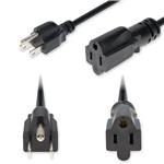 Picture of 8ft NEMA 5-15P Male to 5-15R Female Standard Commercial 16 AWG 125V at 13A PVC SJTW (Service Junior Thermoplastic Weather-Approved) Black Power Cable
