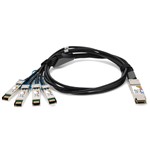 Picture of Calix® to Arista Networks® CAB-S-S-25G-1M Compatible TAA 100GBase-CU QSFP28 to 4xSFP28 Direct Attach Cable (Passive Twinax, 1m)