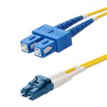 Picture of 4m SC to LC Yellow OS2 Duplex OFNR (Riser-Rated) SMF Fiber Patch Cable with 3mm OD Jacket and Length Labels