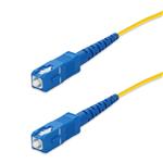 Picture of 1m SC to SC Yellow OS2 Simplex Microboot, Snagless OFNR (Riser-Rated) SMF Fiber Patch Cable with Serialized Labeled Ends