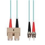 Picture of 2m ST to SC Aqua OM3 Duplex OFNR (Riser-Rated) Fiber Patch Cable