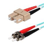 Picture of 2m ST to SC Aqua OM3 Duplex OFNR (Riser-Rated) Fiber Patch Cable