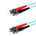 Picture of 4m ST to ST Aqua OM4 Duplex OFNR (Riser-Rated) TAA Fiber Patch Cable