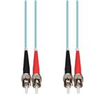 Picture of 50m ST to ST Aqua OM3 Duplex OFNR (Riser-Rated) Fiber Patch Cable