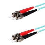 Picture of 50m ST to ST Aqua OM3 Duplex OFNR (Riser-Rated) Fiber Patch Cable
