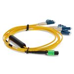 Picture of 5m MPO/APC to 4xLC/UPC Duplex Yellow OS2 OFNR (Riser-Rated) 8-Strand SMF Fiber Fanout Cable