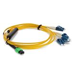 Picture of 5m MPO/APC to 4xLC/UPC Duplex Yellow OS2 OFNR (Riser-Rated) 8-Strand SMF Fiber Fanout Cable