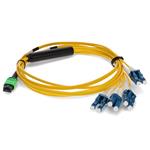 Picture of 5m MPO/APC to 4xLC/UPC Duplex Yellow OS2 OFNR (Riser-Rated) 8-Strand SMF Fiber Fanout Cable