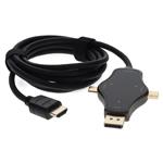 Picture of 6ft (2m) Adapter Cable HDMI (4K) Male to 1X DisplayPort 1X Mini DisplayPort 1X USB-C 3.1 Male Black