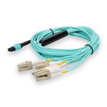 Picture of 10m MPO/UPC to 4xLC Duplex (8xLC)/UPC Aqua OM3 OFNR (Riser-Rated) 8-Strand Fiber Fanout Cable