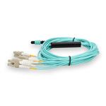 Picture of 10m MPO/UPC to 4xLC Duplex (8xLC)/UPC Aqua OM3 OFNR (Riser-Rated) 8-Strand Fiber Fanout Cable