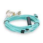 Picture of 10m MPO/UPC to 4xLC Duplex (8xLC)/UPC Aqua OM3 OFNR (Riser-Rated) 8-Strand Fiber Fanout Cable