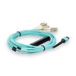 Picture of 10m MPO/UPC to 4xLC Duplex (8xLC)/UPC Aqua OM3 OFNR (Riser-Rated) 8-Strand Fiber Fanout Cable