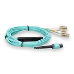 Picture of 10m MPO/UPC to 4xLC Duplex (8xLC)/UPC Aqua OM3 OFNR (Riser-Rated) 8-Strand Fiber Fanout Cable