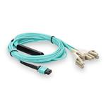 Picture of 10m MPO/UPC to 4xLC Duplex (8xLC)/UPC Aqua OM3 OFNR (Riser-Rated) 8-Strand Fiber Fanout Cable