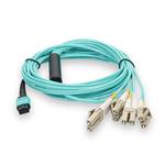 Picture of 10m MPO/UPC to 4xLC Duplex (8xLC)/UPC Aqua OM3 OFNR (Riser-Rated) 8-Strand Fiber Fanout Cable