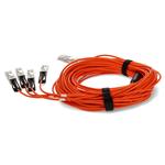 Picture of MSA and TAA Compliant 40GBase-AOC QSFP+ to 4xSFP+ Orange Active Optical Cable (850nm, MMF, 20m)