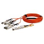 Picture of MSA and TAA Compliant 40GBase-AOC QSFP+ to 4xSFP+ Orange Active Optical Cable (850nm, MMF, 5m)