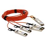 Picture of MSA and TAA Compliant 40GBase-AOC QSFP+ to 4xSFP+ Orange Active Optical Cable (850nm, MMF, 5m)
