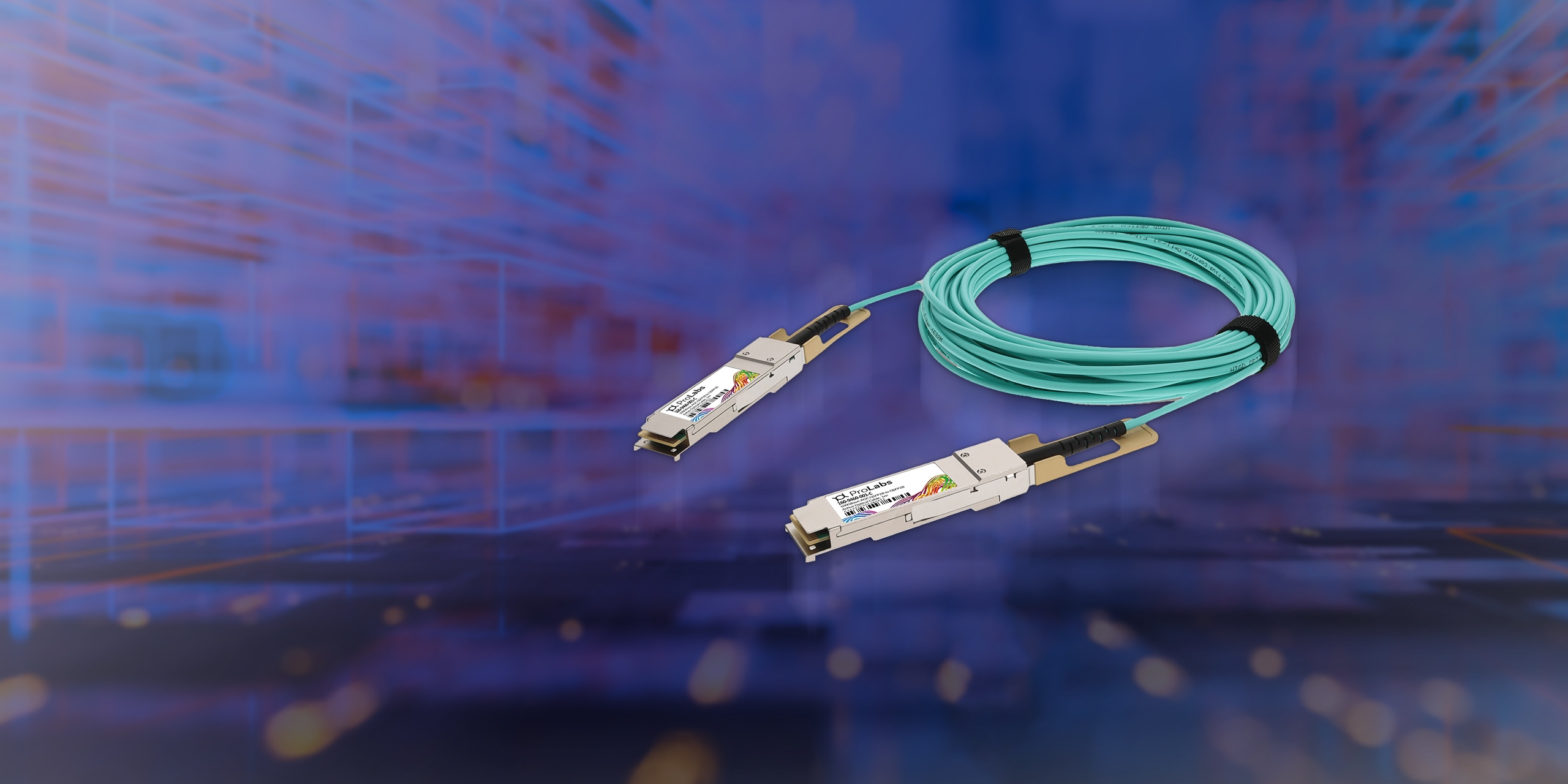 QSFP28 112G active optical cables (AOCs) support full data rates of 112G OTU4